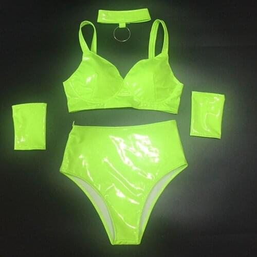 Nigtclub Bar Pub Dj Costume Silver Bikini Women Pole Dance Clothing High Waist Shorts Gogo Lead Dancer Stage Show Outfit VDB3182