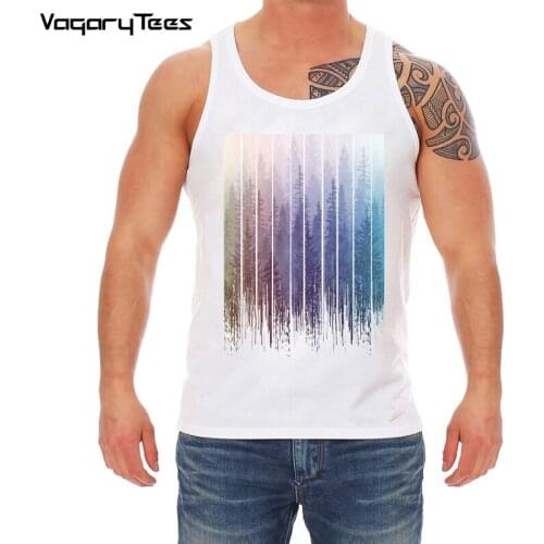 New Arrival 2019 Fashion Grunge Dripping Turquoise Misty Forest Print Men Tank top Tops Hipster Vest