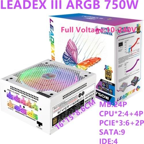 New PSU For Super Flower Brand 80plus Gold Full Modular 2080 RX5700XT Game Mute Power Supply 750W Power Supply LEADEX ARGB 750W
