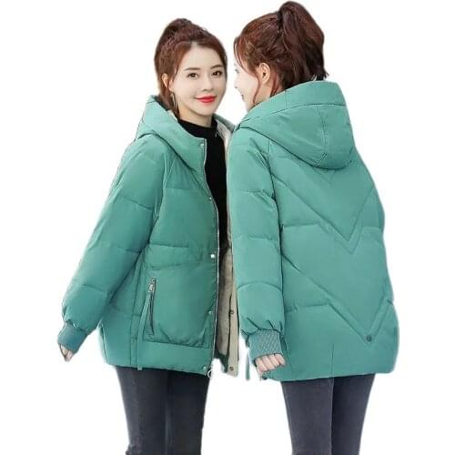 Overcoat Parka Mid Long Thicken Down Cotton Clothes Female Jacket Winter Fashion Student Hooded All-Match Ladies Outerwear