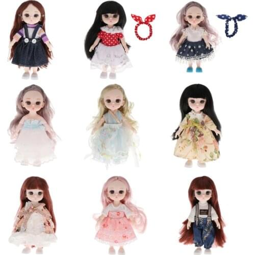 Full Set 16cm Doll 13 Ball Jointed Girl&Eyes Dress Makeup Birthday Xmas Gift