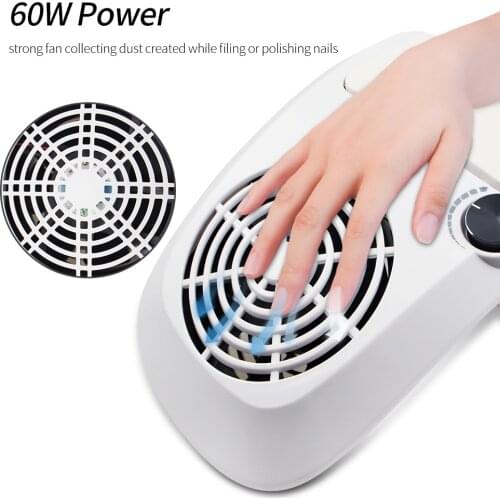 60/40W Strong Nail Dust Suction Collector Vacuum Cleaner with Big Power Fan 2 Dust Bags Nail Art Equipment Nail Salon Tools