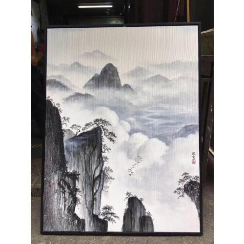 Hand Painted Chinese Ink And Wash Painting With Frame For Wall Decoration for Living Room