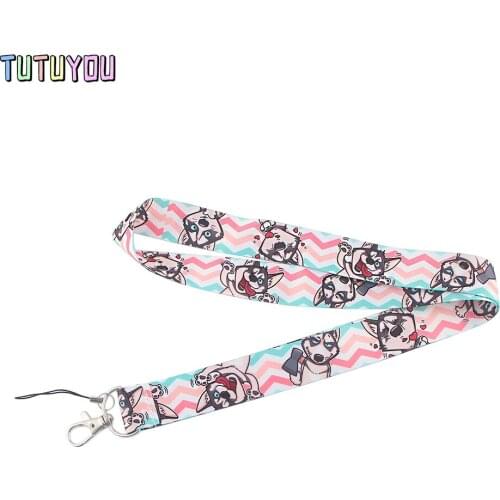 PC2482 Lovely Dog Funny Husky Lanyards Id Badge Holder Keychain ID Card Pass Gym Mobile Badge Holder Lanyard Key Holder