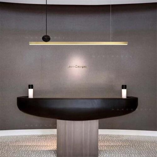 Post Modern LED Pendant Lights Copper Long Style Hanging Lamp for Home Living Room Restaurant Dining Room Kitchen Luminaria