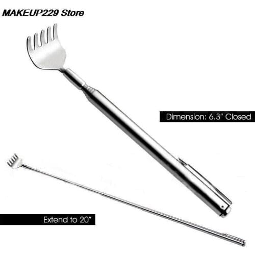 Adjustable 1pc Stainless Steel Telescopic Back Scratcher Telescopic Pen Clip Portable Back Scratcher Itch Massage Tool