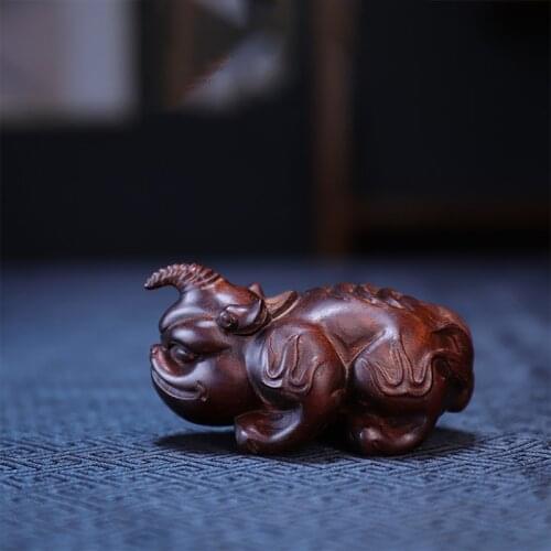 Baphia nitida lodd 8cm Traditional Chinese Wood Statue Office Decoration Home Decor Mascot pixiu