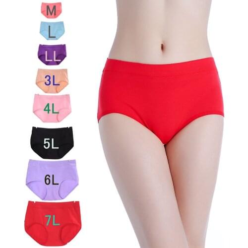 M-7XL Panties Women Plus Size Cotton Underwear Middle-Waist Solid Briefs Girls Sexy Underpants Female Seamless Lingeries Ladies