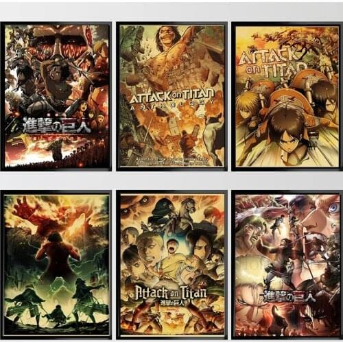 Japanese Anime Attack Titan Retro Cartoon Canvas Painting Nordic Poster Print Wall Art Pictures Living Room Home Decor Cuadros