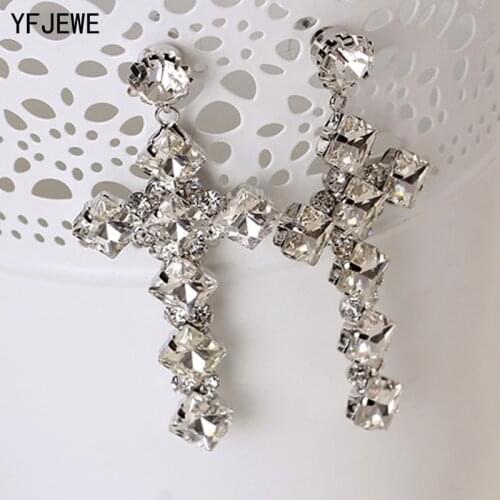 YFJEWE 2018 New Fashion Europe And the United States Popular Charismatic Cross Crystal Earrings Women Wedding Earrings #E202