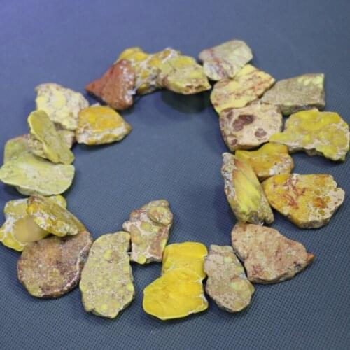 Yellow Imperial Emperor Stone Necklace Point Pendant, Sea Sediment Smooth Slacb Slice Loose Beads For Jewelry Making