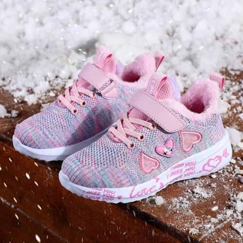 Winter girls fashion Cute Warm Plus Velvet children shoes waterproof Breathable soft Light sports Casual kids Coconut shoes