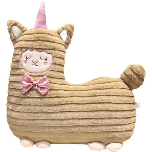 1pc 45cm Unicorn Alpaca Stuffed Message Pillow Plush Brown Alpaca with Fantastic Horn Hug Cushion Adorable Sleeping Pillow Gift
