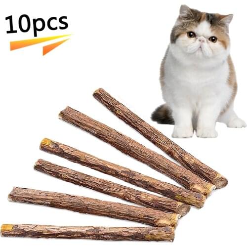 10PCS Cat Catnip Sticks Ntural Matatabi Chew Sticks Teeth Grinding Snacks Toys for Kitten Kitty Dental Health