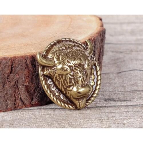 2PC 48*50MM Solid Brass heavy Buffalo Head Bison bull head Leather Craft Western Saddle Belt Conchos Screw back