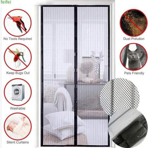 2021 5 Size Summer Magnetic Screen Door Curtain Net Anti Mosquito Insect Fly Bug Room Divider Automatic Closing Magnetic Bug