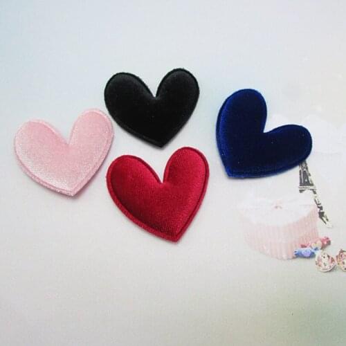 35pcs/lot 4.8*4.8cm Flannel Love heart Padded Patches Appliques For Clothes Sewing Supplies DIY Craft Decoration