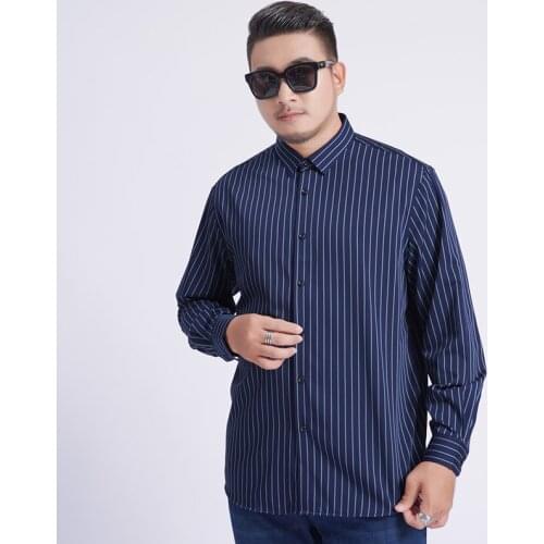 8xl 7xl 6xl 5xl 2020 New Youth Plus Size Large Men Turndown Collar Long Sleeve Dress Striped Shirts With Male Tops fashion