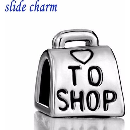 Slide charm Free shipping Christmas gift bags beads fit Pandora bracelets charm bracelets and jewelry accessories