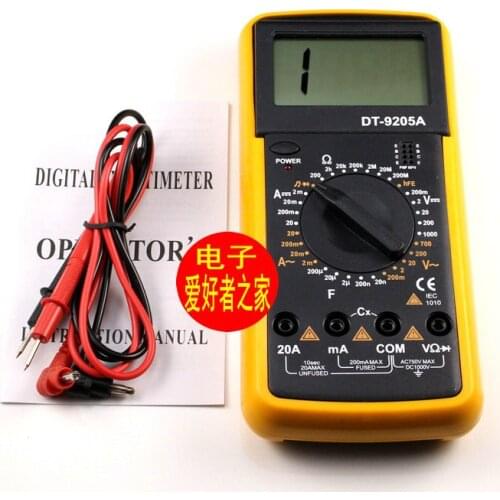 DT9205A digital multimeter universal meter to measure resistance and capacitance bipolar transistor electronic current voltage