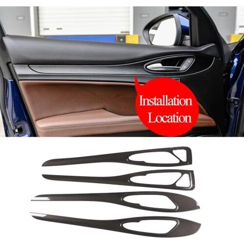 For Alfa Romeo Stelvio 2017-2020 ABS Carbon Fiber Car Interior Door Handle Frame Cover Trim Accessories