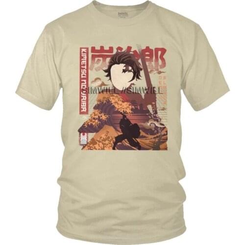 Ukiyo Demon Slayer Tshirt Men Graphic Tee Top Cotton T Shirt Short Sleeve Kimetsu no Yaiba Kamado Nezuko T-shirt Gift Idea Merch