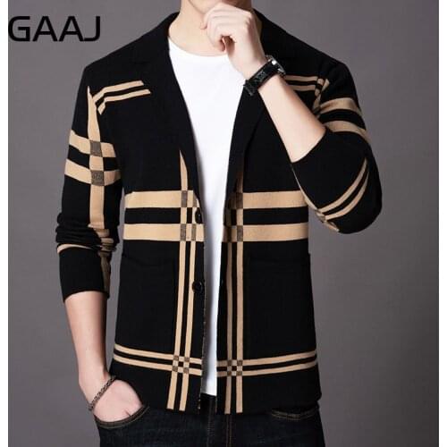 GAAJ 2021 brand casual autumn winter warm pullover knitted striped male sweater men dress thick mens sweaters jersey clothing