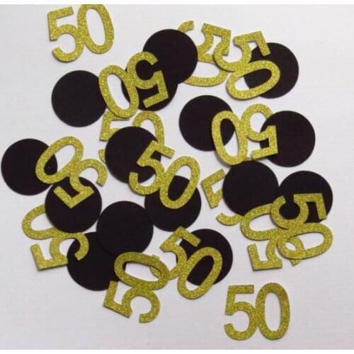 Custom numer glitter Gold Black Birthday 50th Confettis Table Decoration confettis wedding scatters party decorations