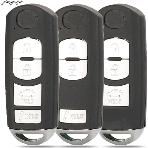 Jingyuqin Remote Car Key Case Shell For Mazda 3 6 CX-3 CX-5 Replacement 3/2+1/4 Red Hold Button Smart Fob MAZ24R Blade