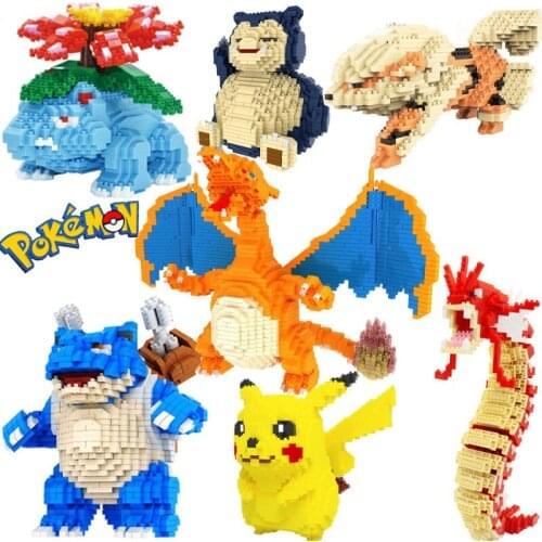 Pokemon series fire breathing dragon Pikachu cartoon character diamond small building blocks puzzle assembled children toy gift