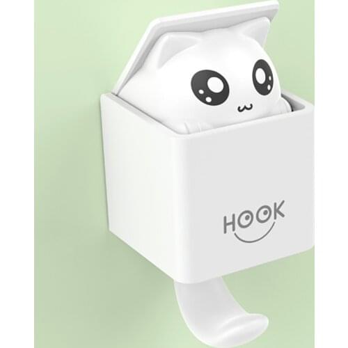 Creative hook Plastic sticky hook cute cat hook kitchen living room clothing hat key hook Christmas decorations 1pc
