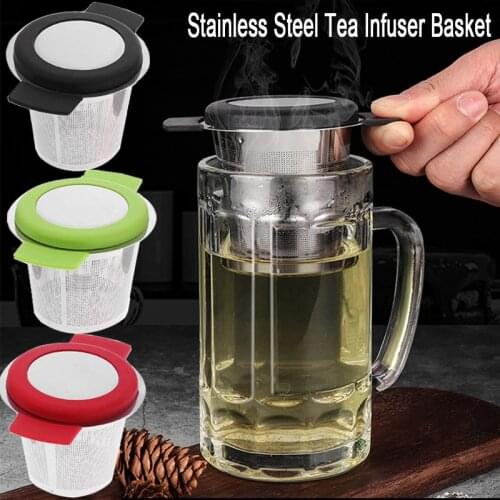 Reusable Stainless Steel Tea Infuser Basket Fine Mesh Tea Strainer With 2 Handles Lid Tea and Coffee Filters for Loose Tea Leaf