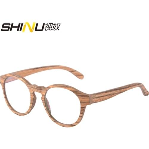 NEW Round Wood Glasses Frames Men Clear Lens Prescription eyeglass Frames Computer Reading Glasses Women With Box FT3008