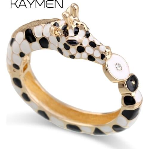 New Arrived Trendy Statement Enamel Bangle Cuff Bracelet Fashion Colorful Animal Zebra Bracelet Chunky Bangle for Women