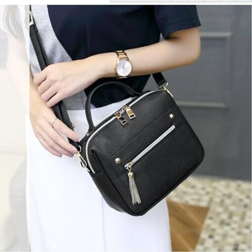 New Tassel Fashion Pu Leather Solid Women Handbags Hotsale Lady Shopping Bag Shoulder Bolsas Female Zip Messenger Crossbody Bags