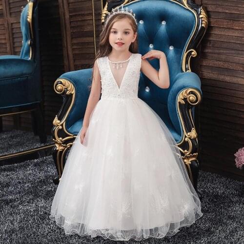 New Girls Princess Summer Kids Dresses for Girls Flower Embroidered Baby Girls Clothes Children Wedding Party Dress 3-10yrs