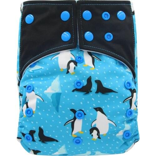 Ohbabyka Baby Diaper Animal Printed Reusable Cloth Diaper Cover AI2 Bamboo Charcoal Insert Liner Infant Nappies One Size Fit All