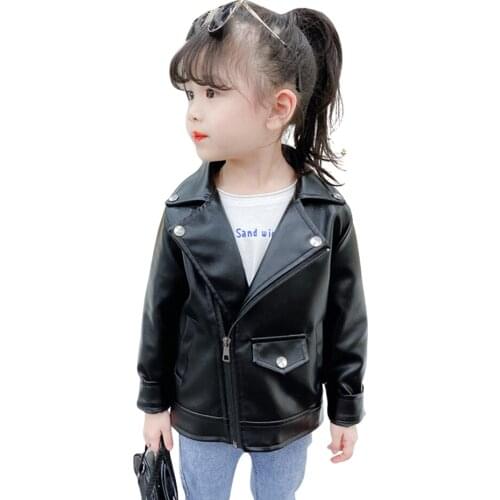 Coat For Girl Solid Color Girl Leather Coats Kids Casual Style Girls Jackets Spring Autumn Childrens Clothes