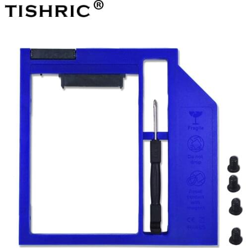 TISHRIC Blue Plastic Optibay 2nd HDD Caddy Box 9.5mm SATA 3.0 for 9/9.5mm 2.5" SSD Adapter CD DVD HDD Case Enclosure For Laptop