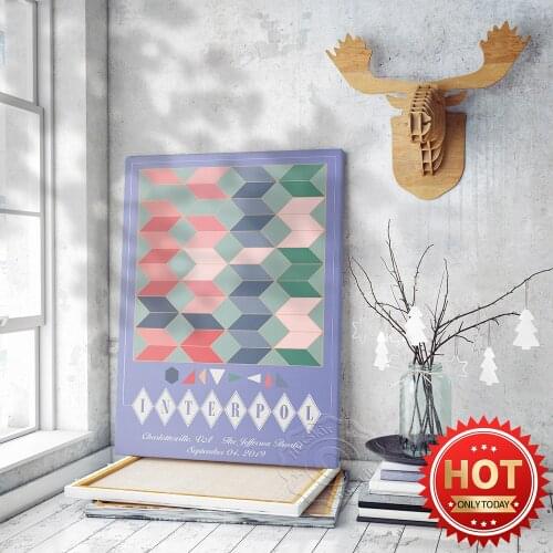 Rock Band Interpol Prints Poster, Musci Band Gig Wall Stickers, Bar Pub Club Wall Decor, Modern Colourful Geometry Prtins Art