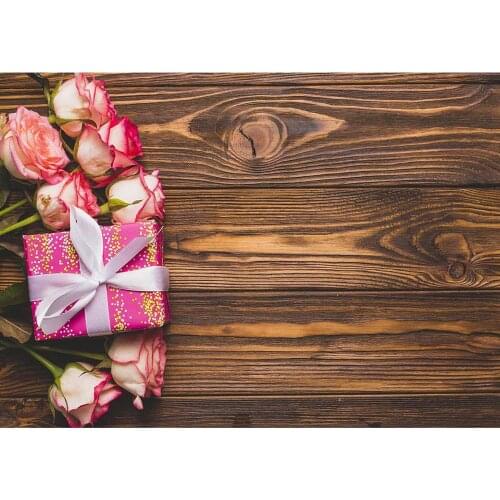 Rose Gifts Wooden Wall Photographic Backgrounds Vinyl Cloth Photo Shootings Backdrops for Baby Children Wedding Photo Studio