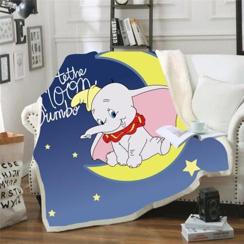 Disney Cartoon Dumbo Moon Pattern Comfortable Soft Blanket Adult Children Pink Blue Purple Lovely Sofa Bedding Home Textile