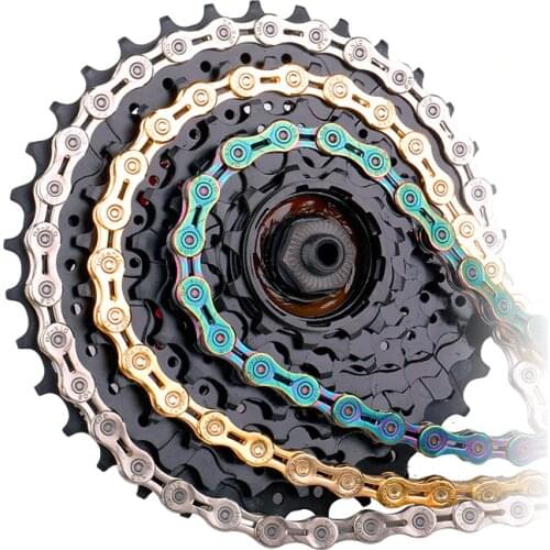 Deemount Bicycle Chain 9/10/11 Speed With Connector Master links Hollow Mtb Bike Chain Gold Radiant Optional Plier