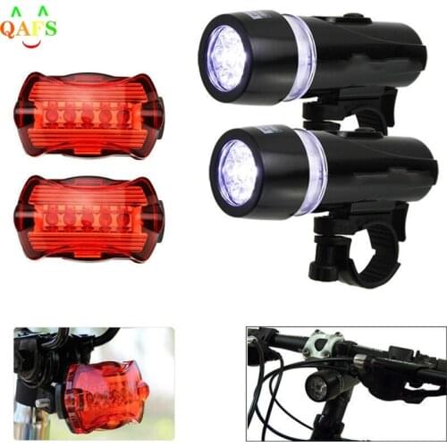 Waterproof Ultra Bright 5 LED Cycling Bicycle Light Set Bike Front Head Light + 5 LED Rear Safety Flashlight Tail light Lamp