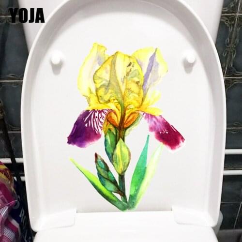 YOJA 17X24CM Yellow Watercolor Flowers WC Toilet Sticker Baby Room Decoration Wall Decal T1-1799