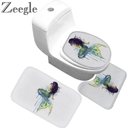 Zeegle Europe Style Bath Mat Set Non-slip Bathroom Toilet Pedestal Rug Foot Pad Absorbent Bathroom Carpet Flannel Soft Bath Rug