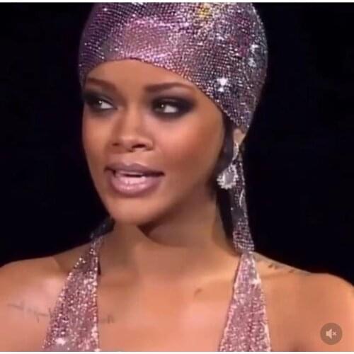 Hot Fashion Rhinestone Head Scarf Headband Hair Accessories for Women Party Bling Crystal Head Cap Hat Headpiece Hair Jewelry