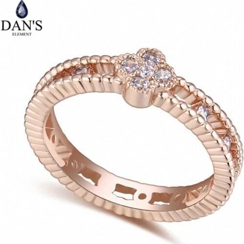 DANS Real Austrian Crystals Brand AAA Zirconia Micro Inlays Fashion Ring for women New Geometric 116491rose