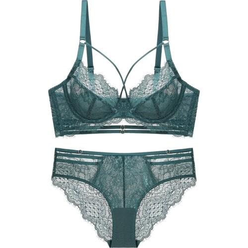 Women lingerie Ultra thin transparent lace underwear for 2020 new non-sponge push up bra set aestheticism lace underpants
