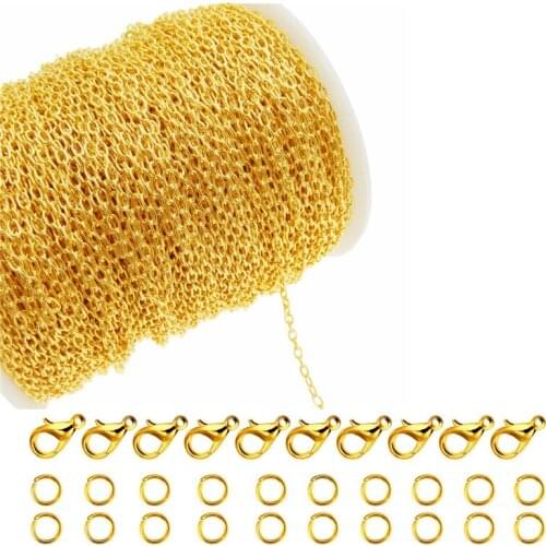 10meters/roll Copper jewelry chain lobster clasp circles Earrings Necklace Stainless Steel Cable Chain Bulk Jewelry DIY Necklace